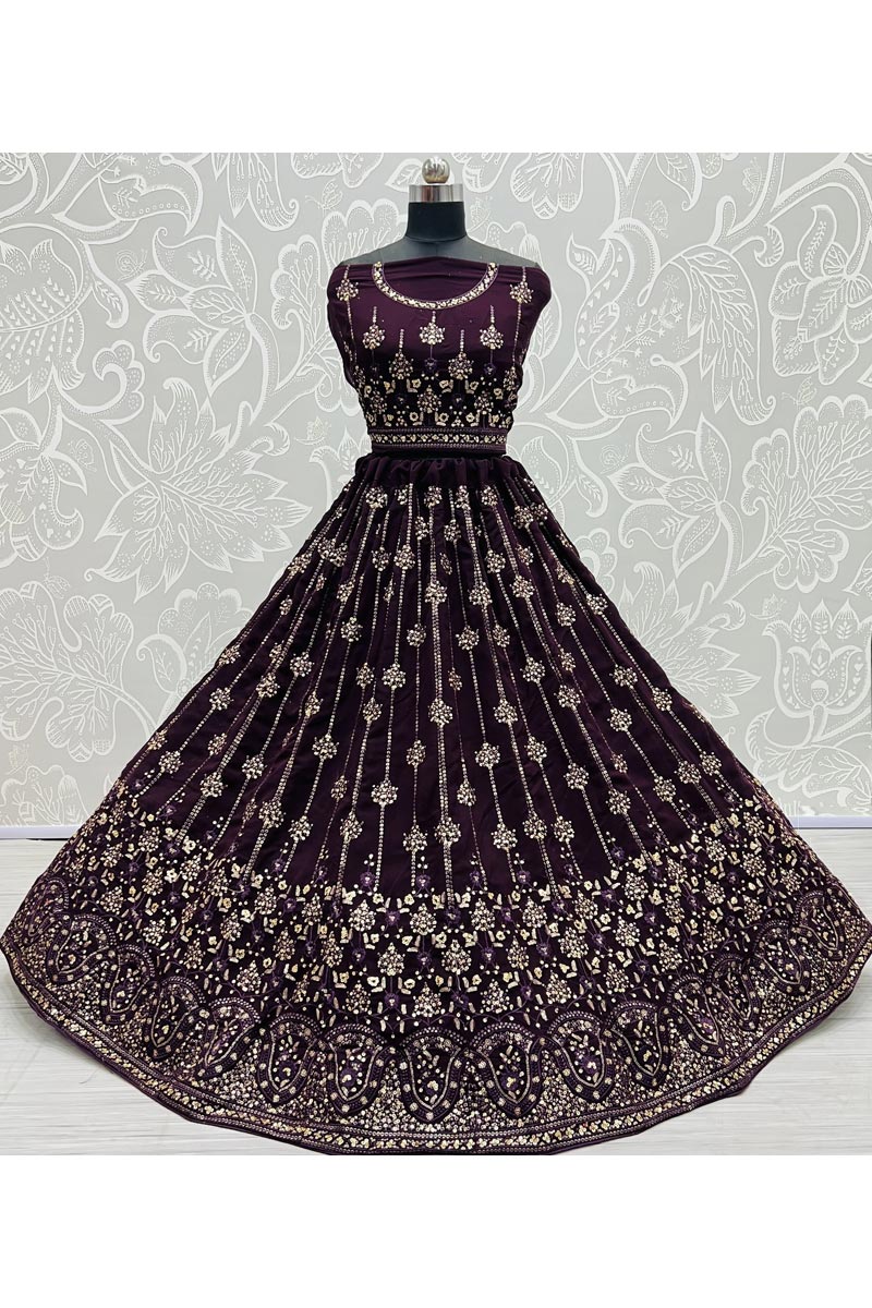 Purple Color Wedding Wear Net Fabric Beatific Lehenga