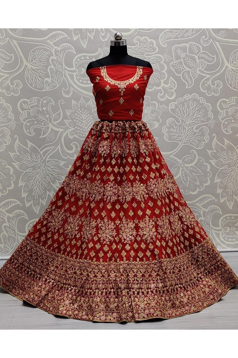 Wedding Wear Incredible Georgette Fabric Red Lehenga