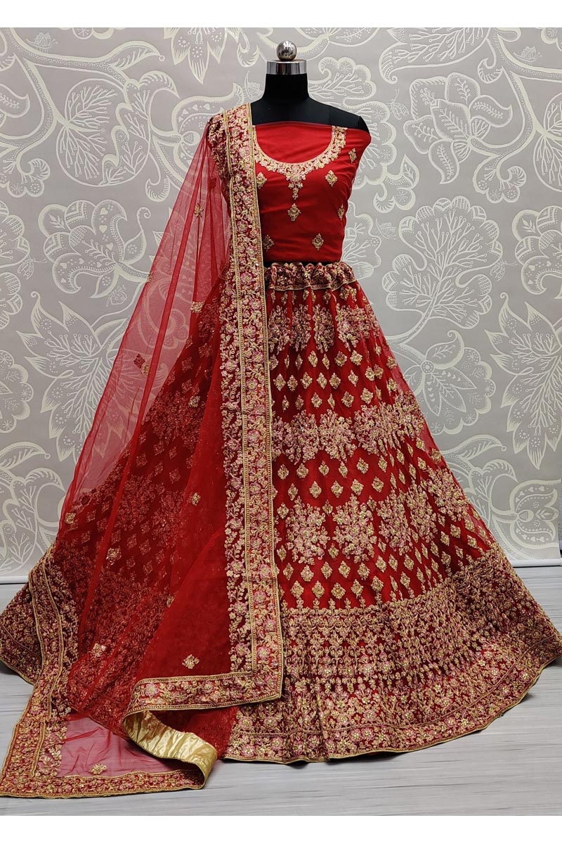 Wedding Wear Incredible Georgette Fabric Red Lehenga