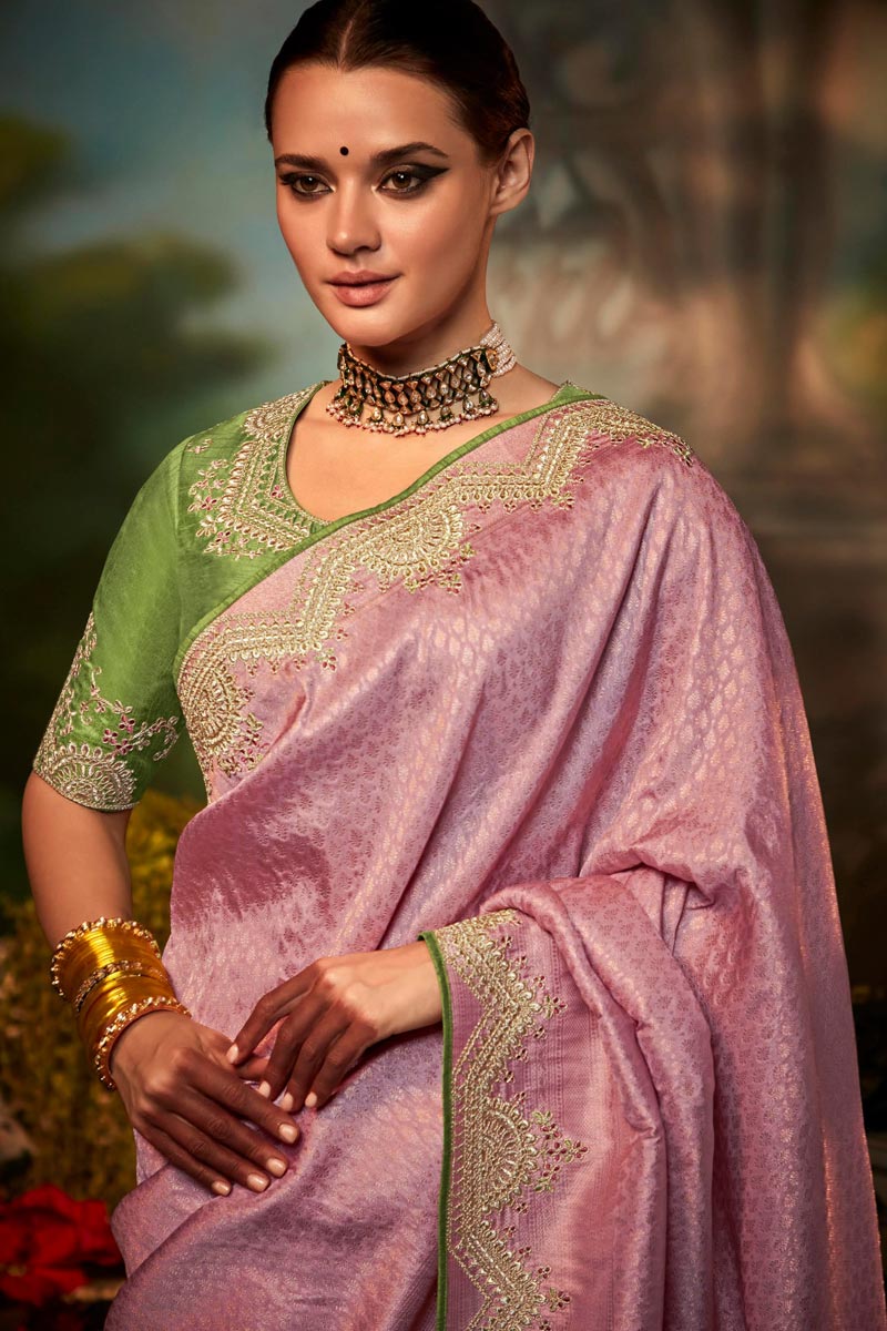 Pink Color Art Silk Fabric Remarkable Saree
