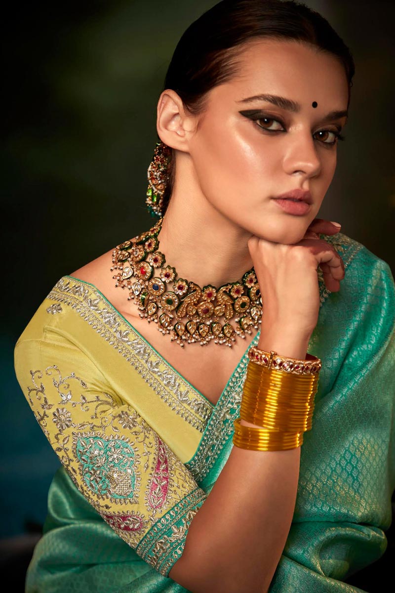 Art Silk Fabric Yellow Color Phenomenal Saree