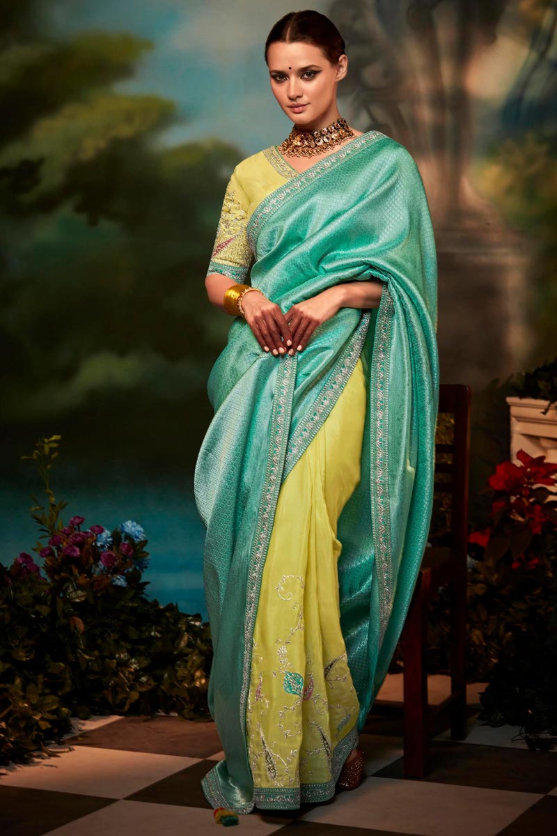 Art Silk Fabric Yellow Color Phenomenal Saree