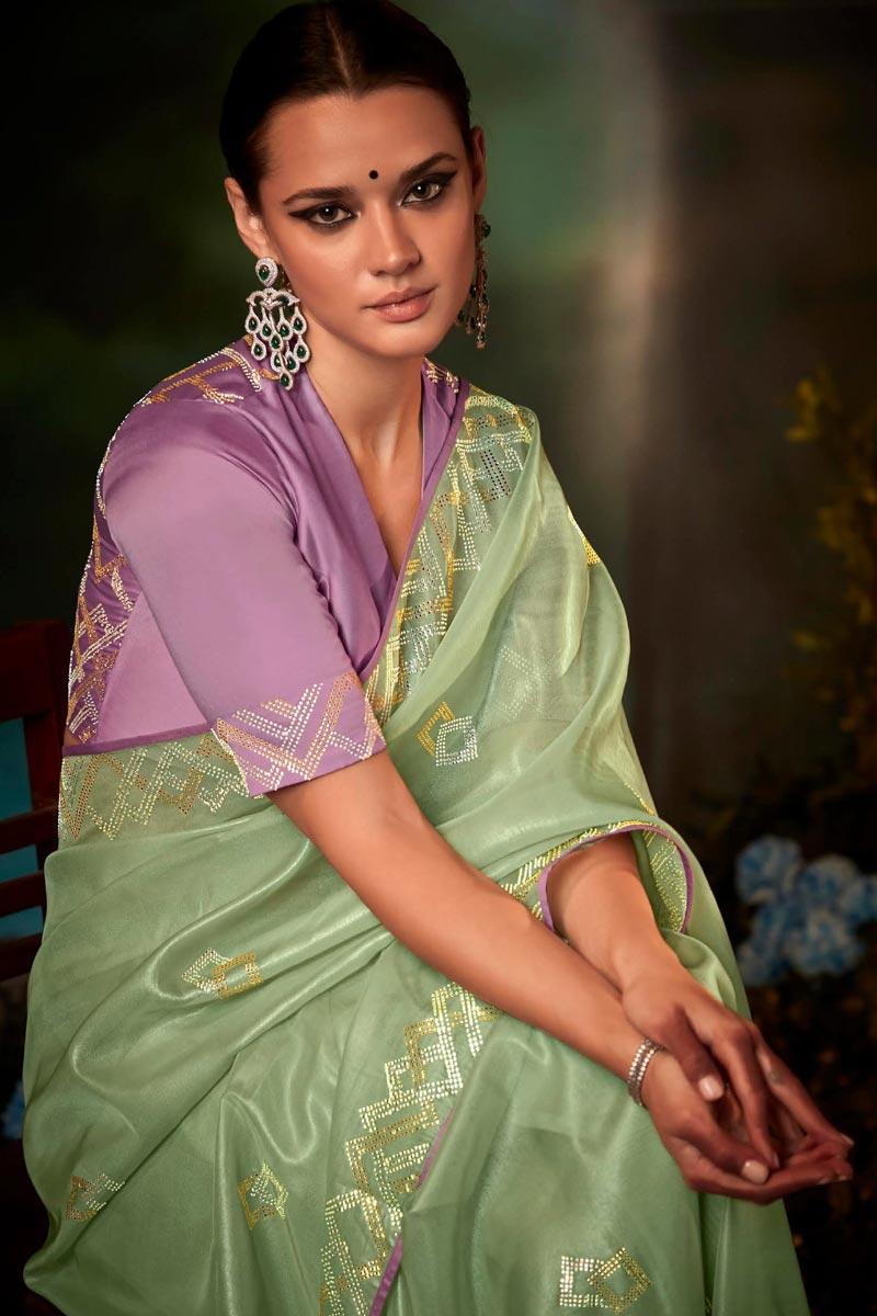 Sea Green Color Precious Saree In Art Silk Fabric