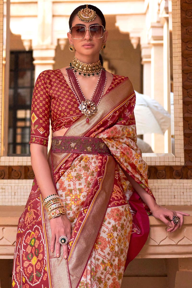 Function Wear Maroon Patola Silk Luminous Saree