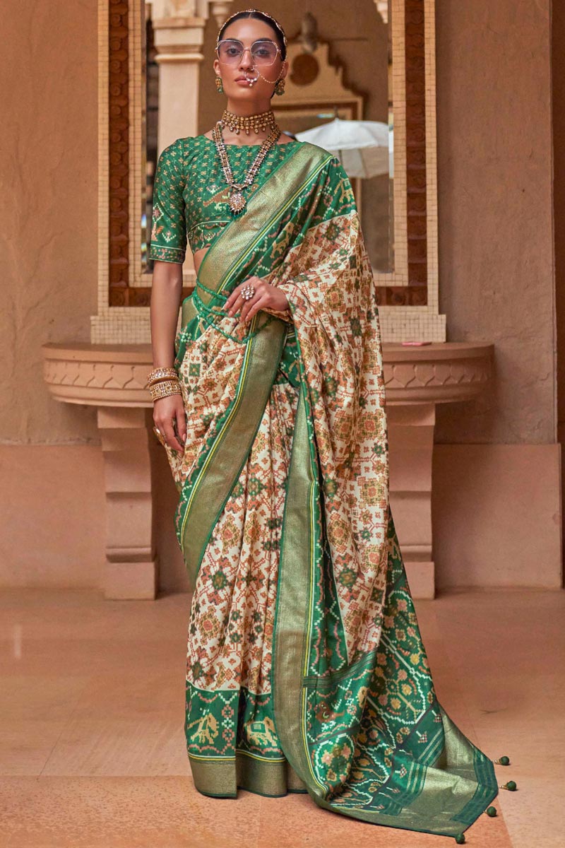 Green Function Wear Patola Silk Enticing Saree