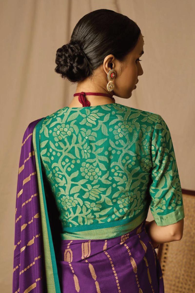 Graceful Brasso Fabric Purple Saree With Weaving Work