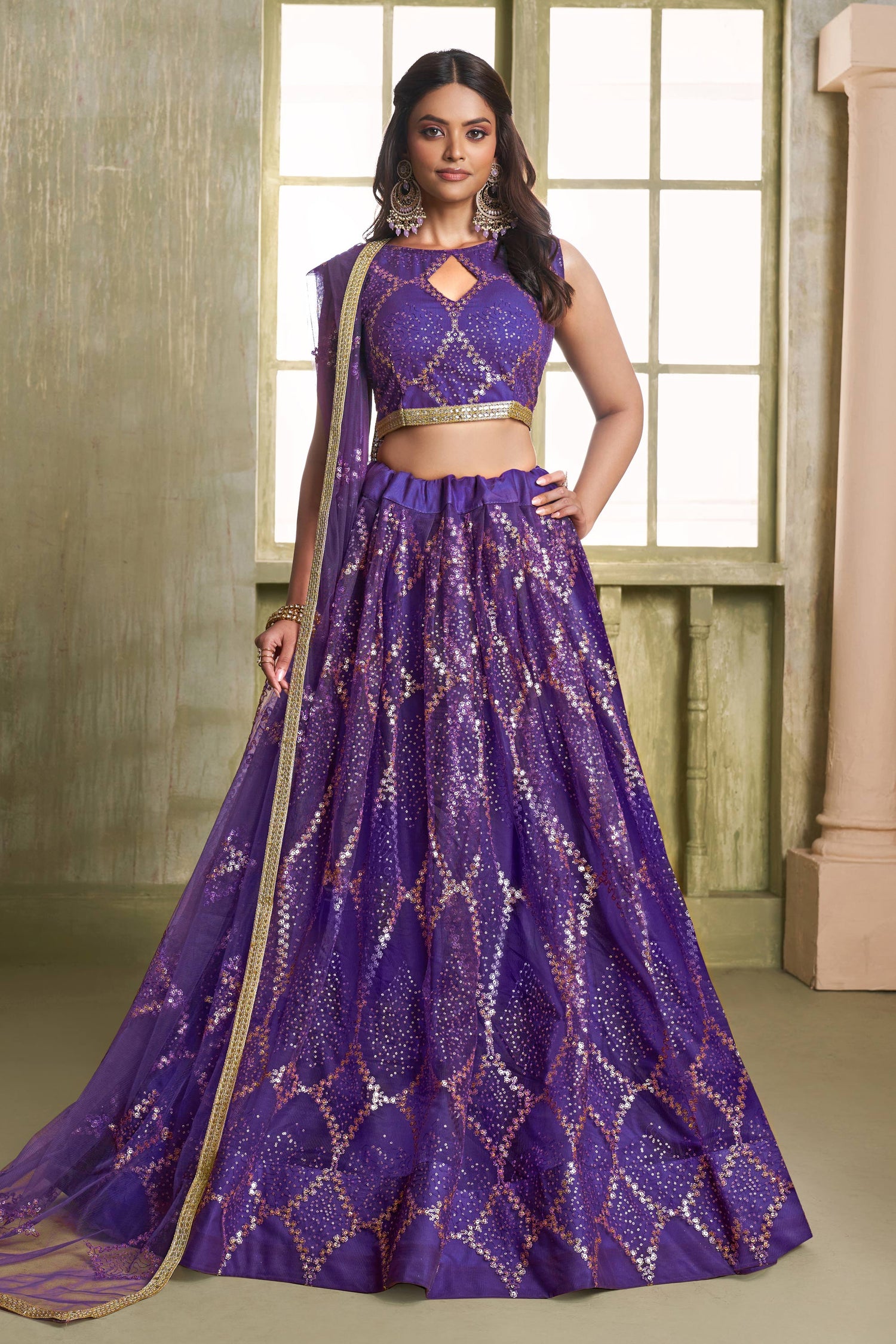 Purple Sangeet Wear Designer Lehenga Choli