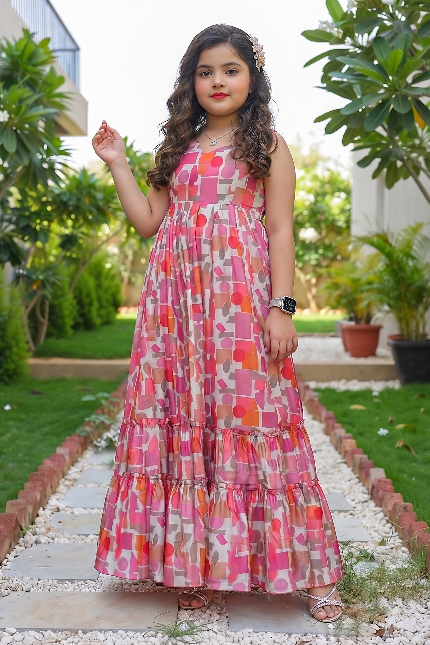 Rayon Digital Printed Flare Gown