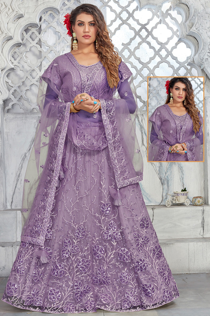 Net Fabric Lavender Function Look Soothing Lehenga