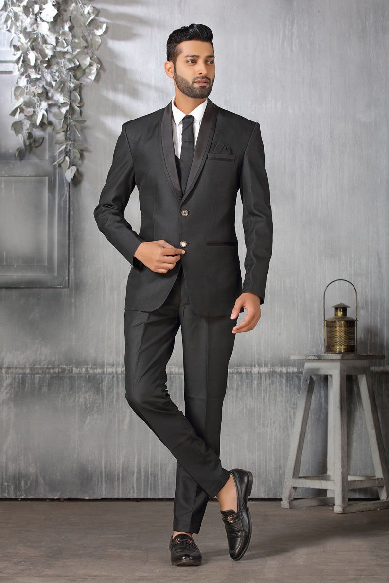 Dusky Black Rayon Coat Suit
