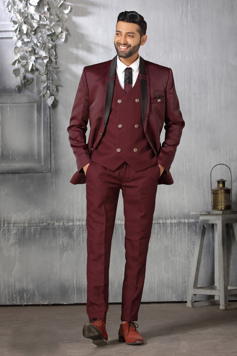 Vivacious Art Silk Coat Suit In Maroon Color