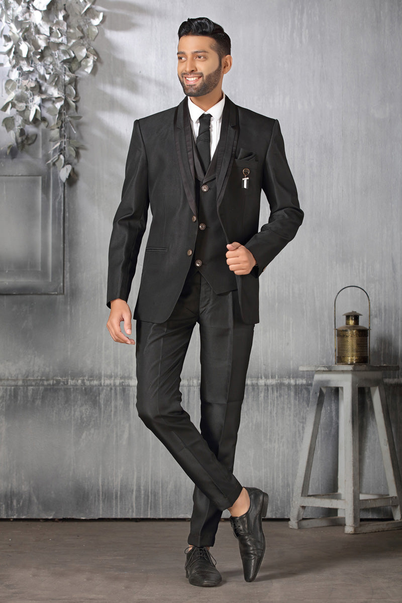 Splendiferous Black Rayon Coat Suit