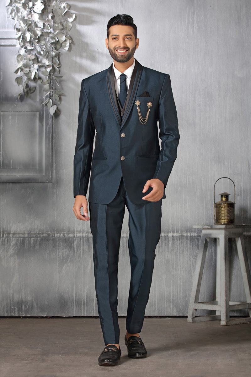 Remarkable Teal Rayon Coat Suit