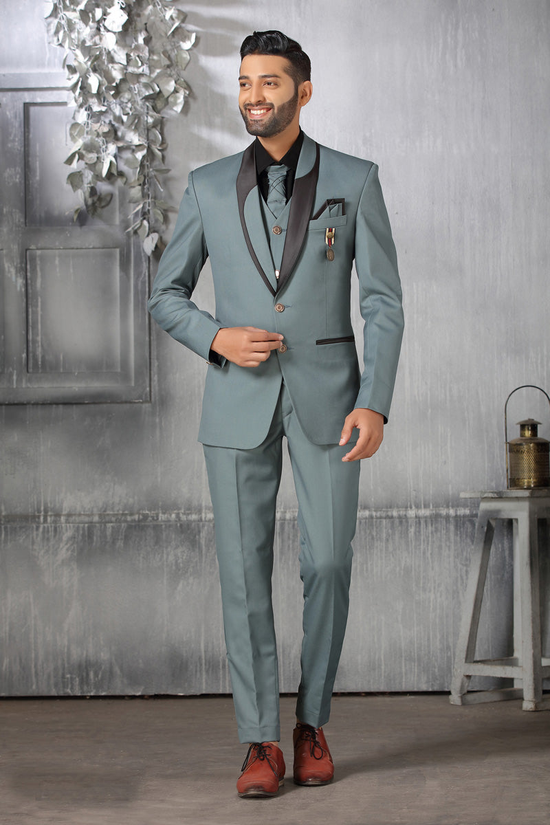 Grey Provocative Coat Suit In Cotton