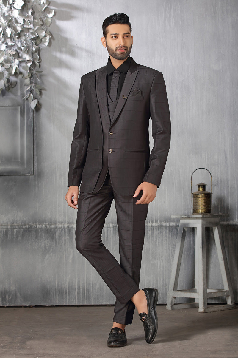 Enriching Black Rayon Coat Suit