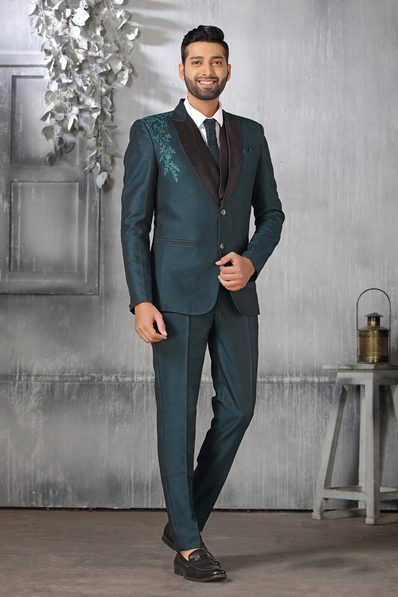 Tempting Teal Rayon Coat Suit