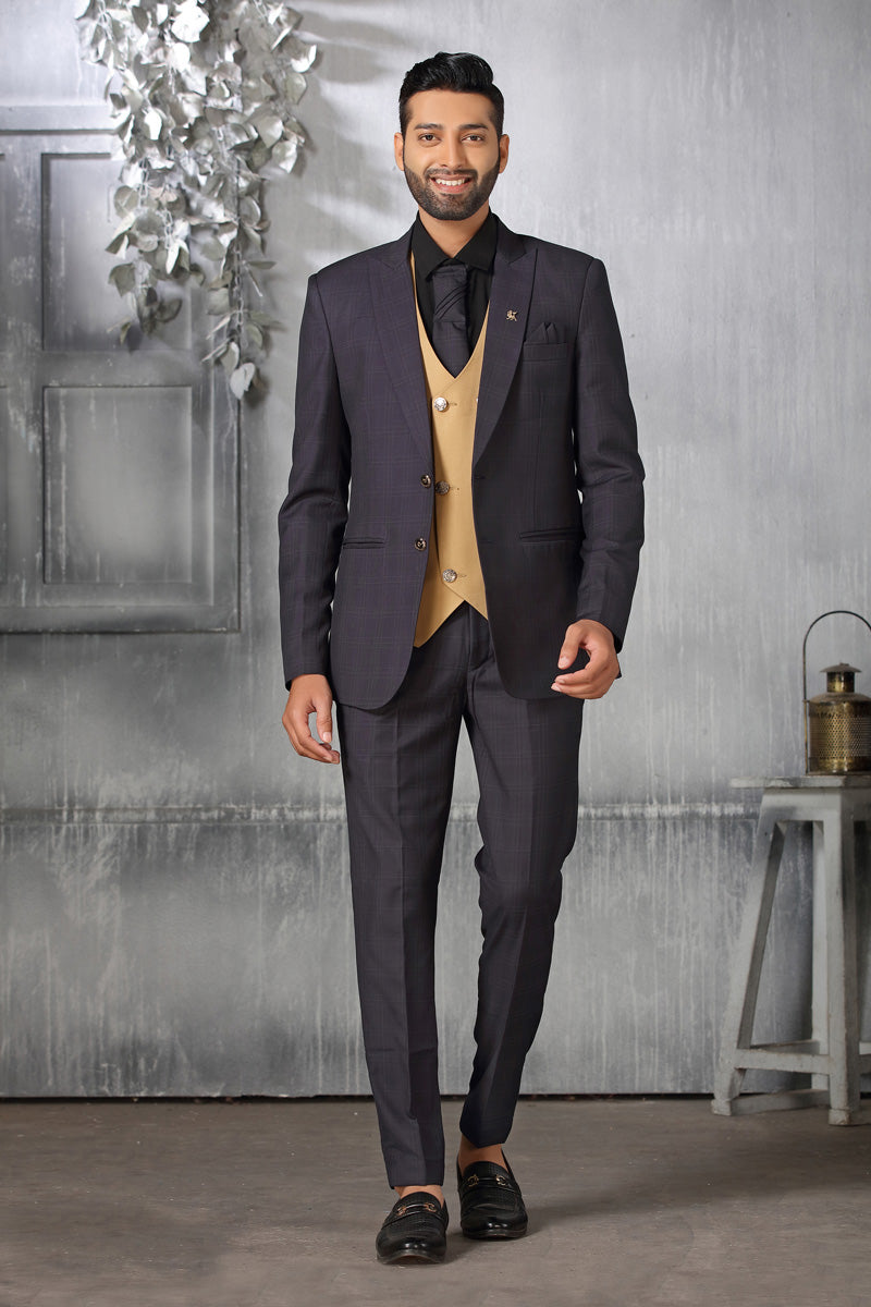Navy Blue Rayon Special Coat Suit