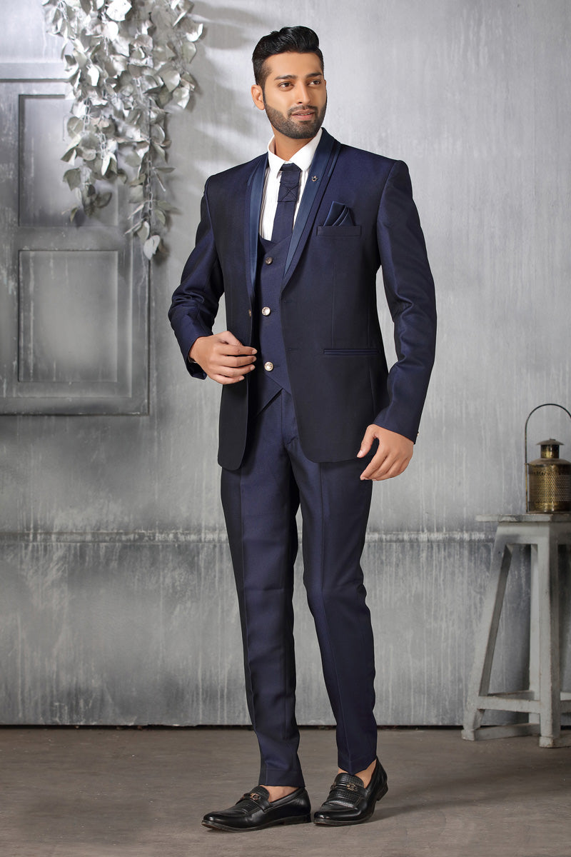 Fetching Rayon Coat Suit In Blue Color