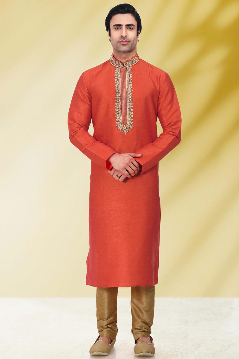Art Silk Fabric Reception Wear Readymade Kurta Pyjama For Men