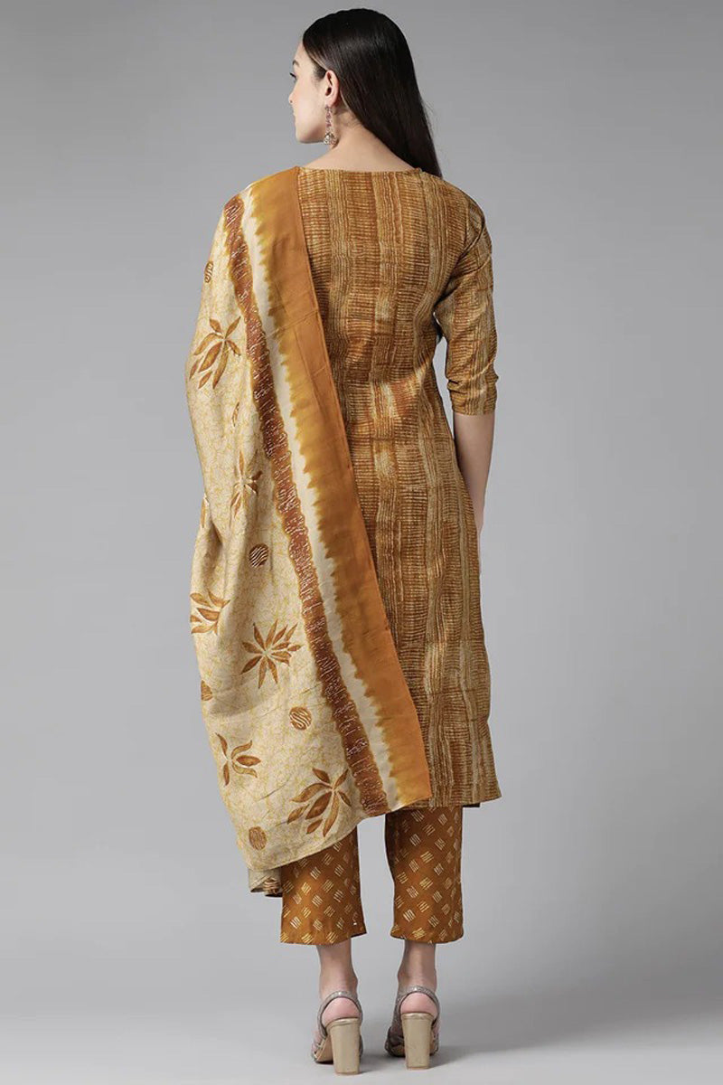 Mustard Art Silk Coveted Top Bottom Dupatta