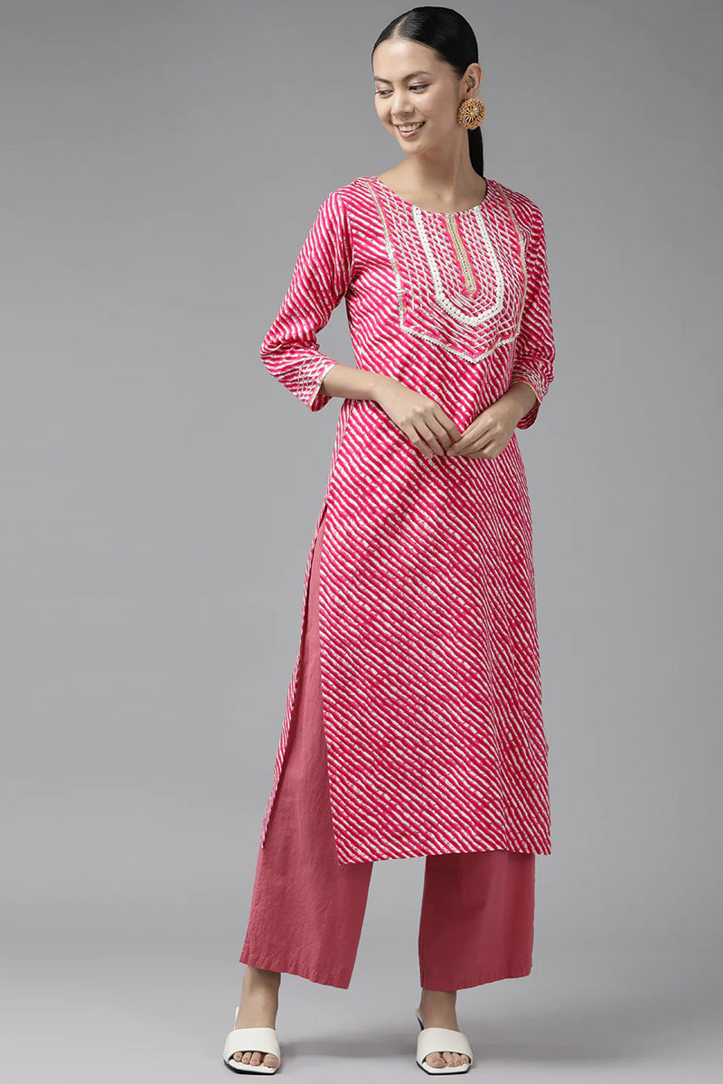 Pink Sober Casual Look Kurti In Rayon Fabric
