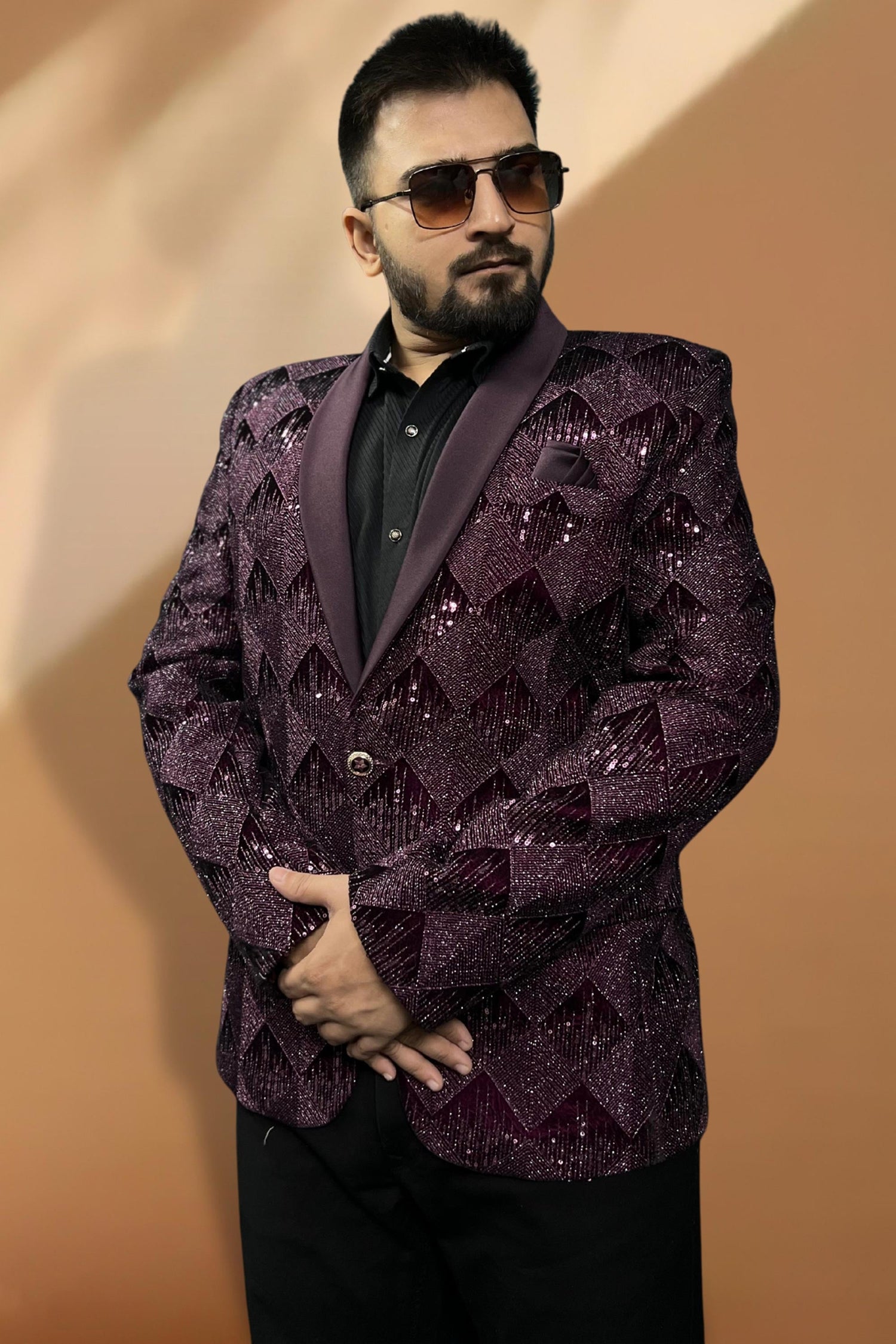 Pretty Velvet Fabric Reception Wear Readymade Men Blazer In Wine Color