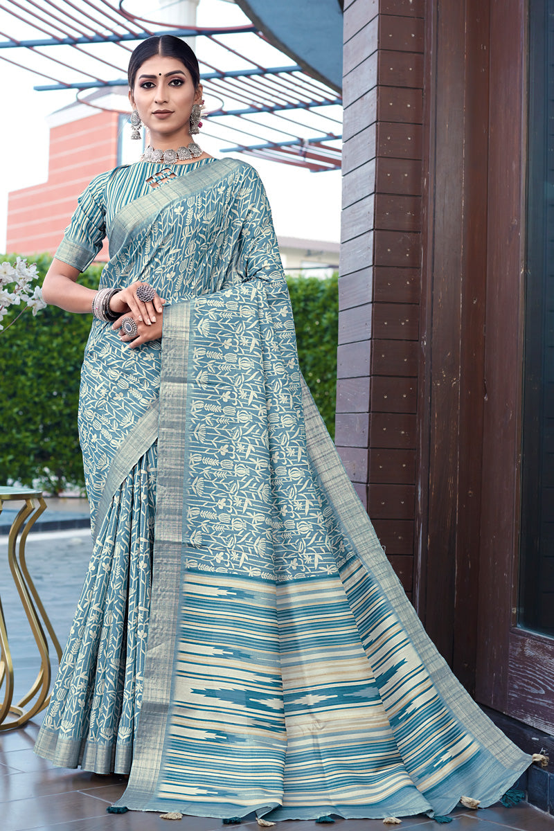 Blue Weaving Banarasi Art Silk Saree