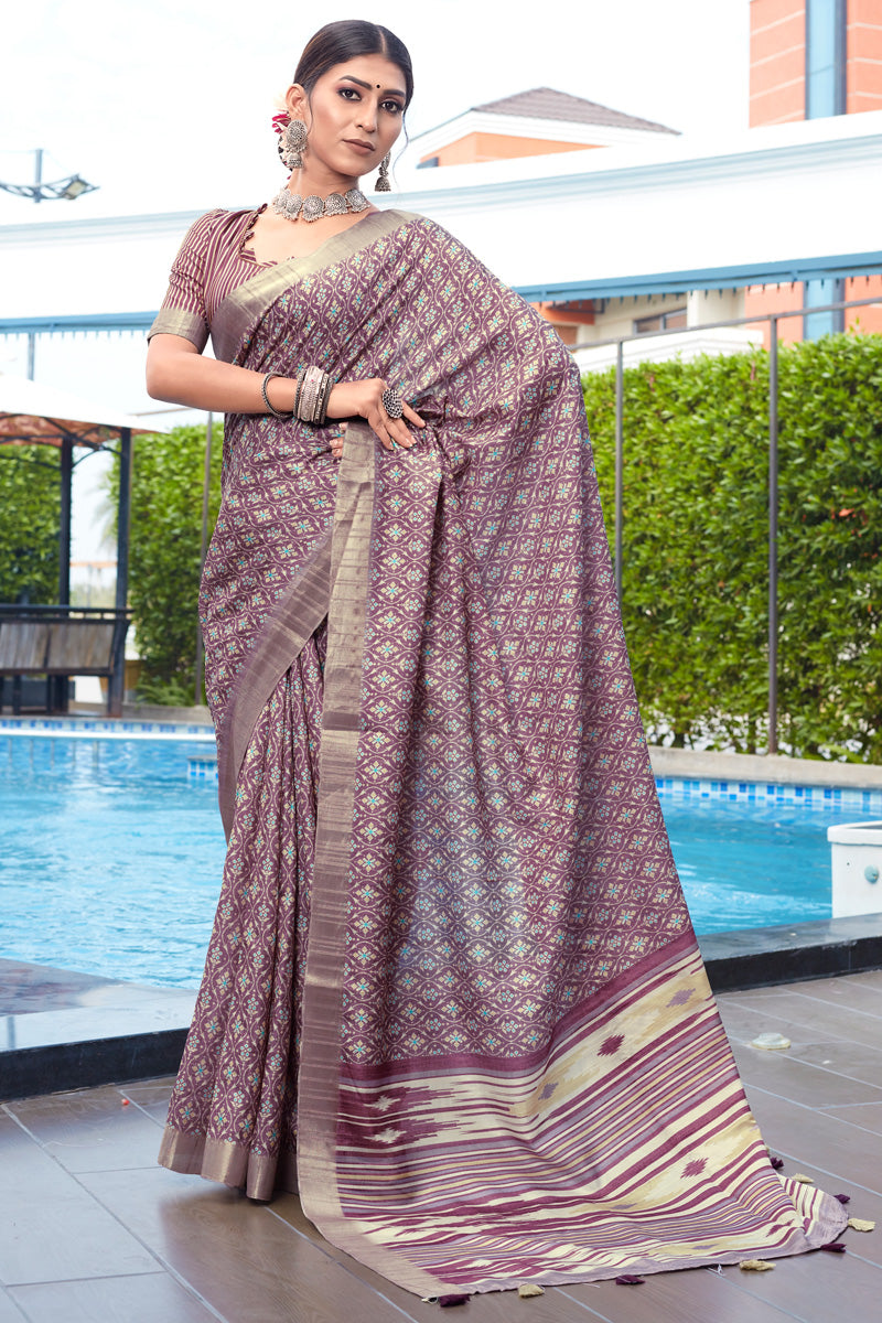 Purple Color Superior Banarasi Art Silk Saree With Weaving Work