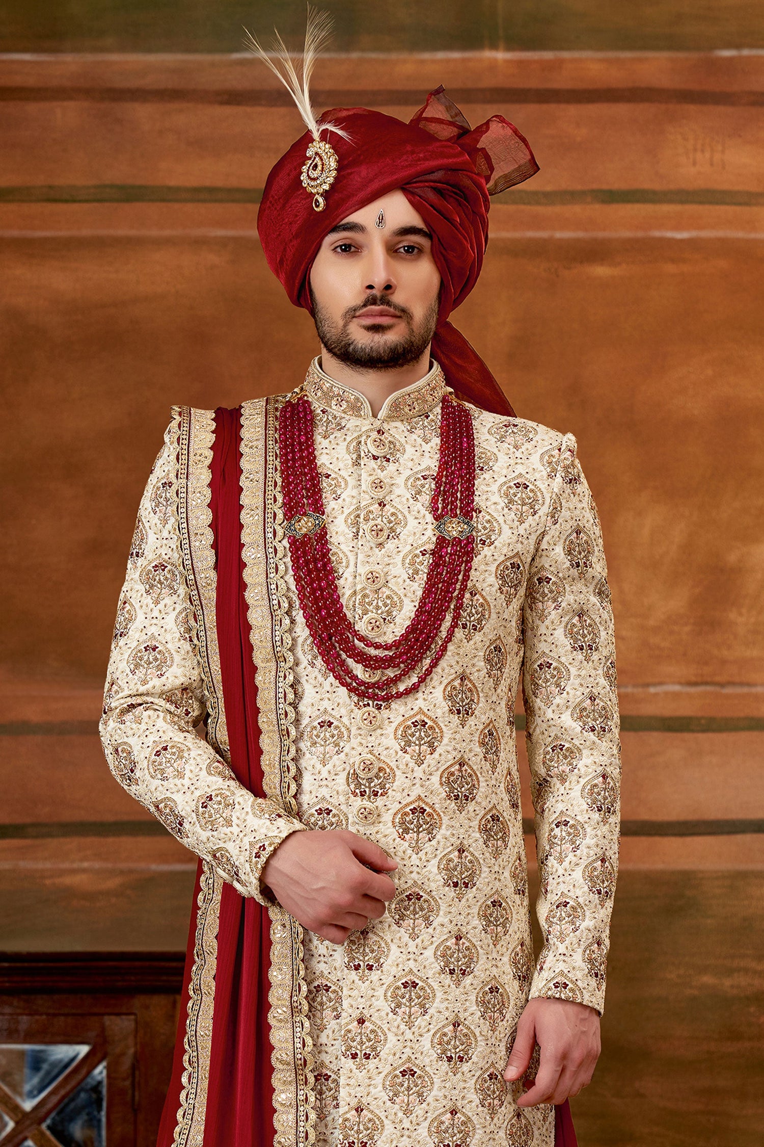 Captivating Art Silk Fabric Hand Work Shrewani