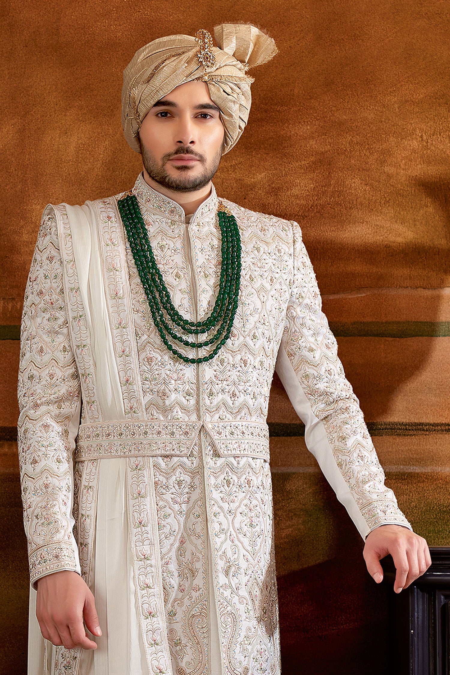 Fetching Art Silk Fabric Hand Work Shrewani