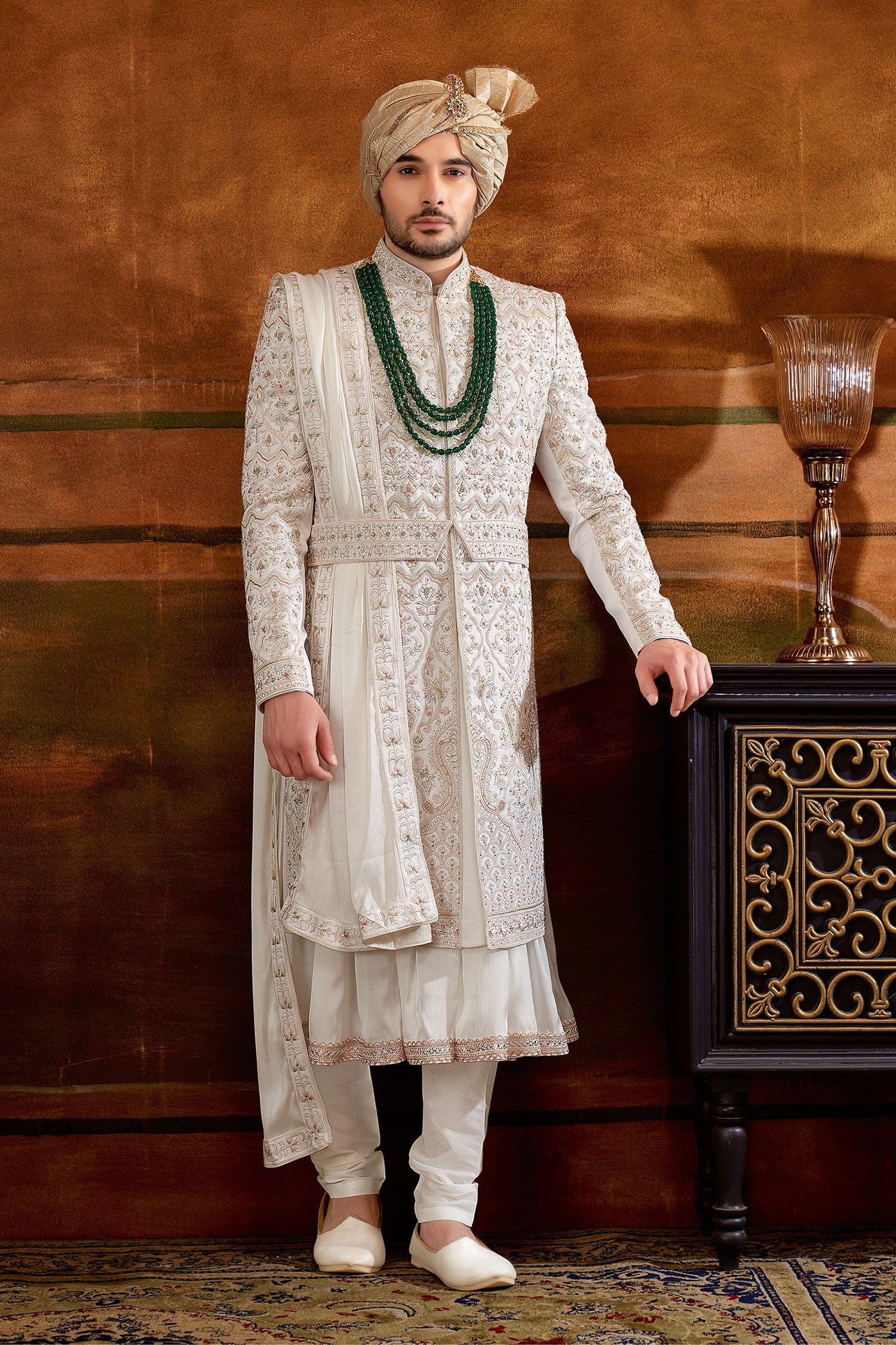 Fetching Art Silk Fabric Hand Work Shrewani