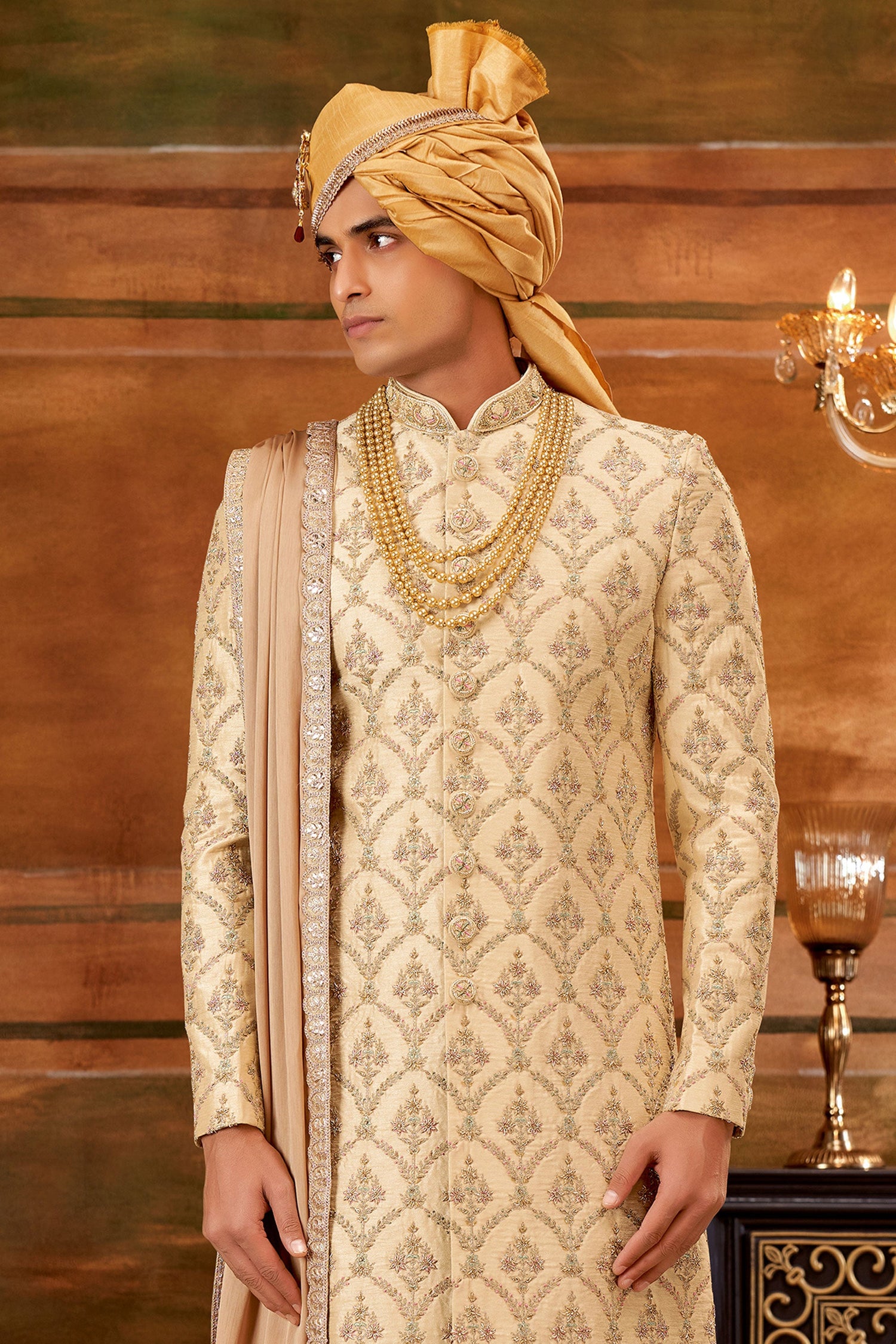 Art Silk Fabric Hand Work Shrewani