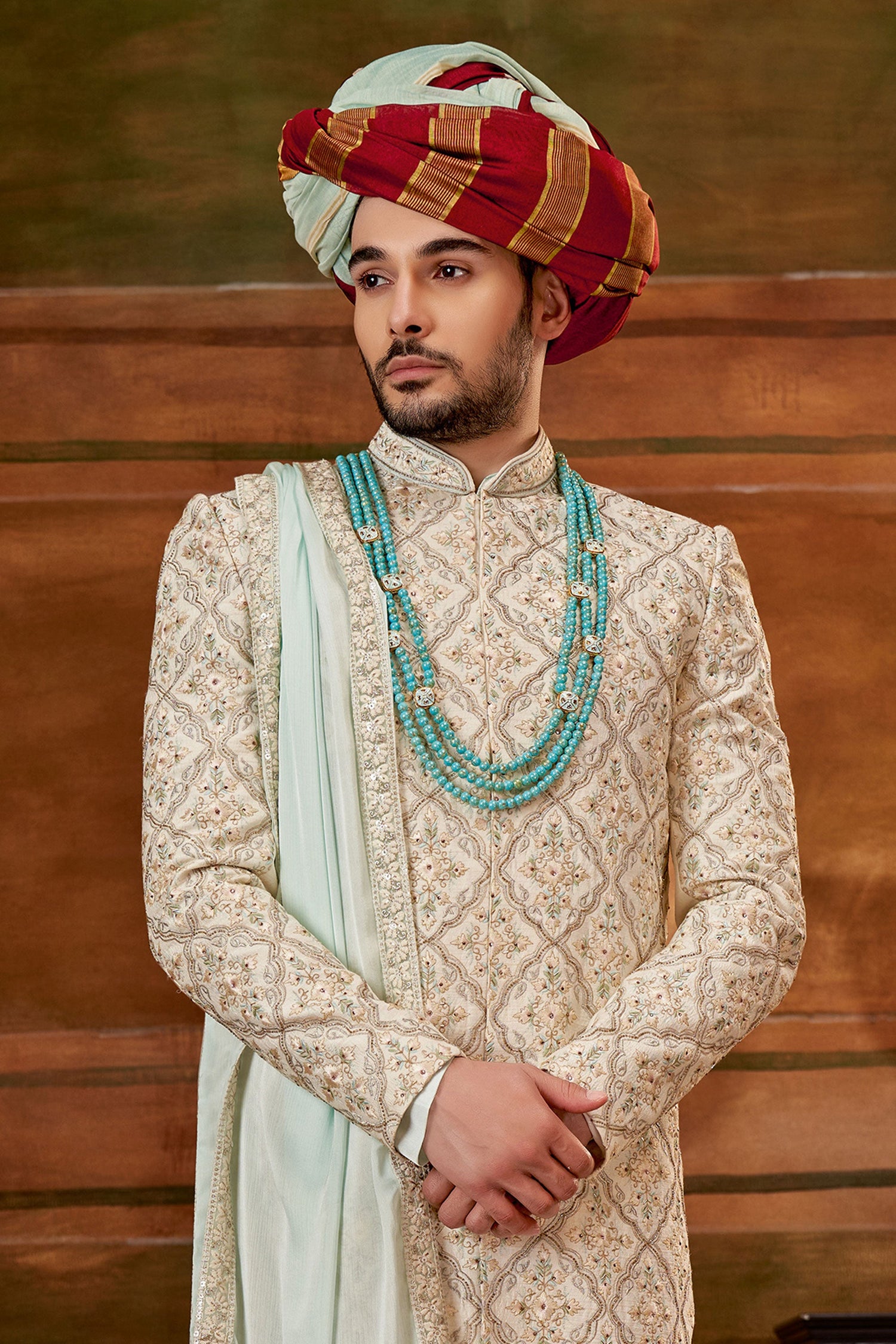 Blissful Art Silk Fabric Hand Work Shrewani